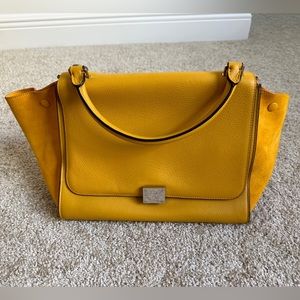 Celine Trapeze 2Way Shoulder Bag Handbag yellow Leather brand new